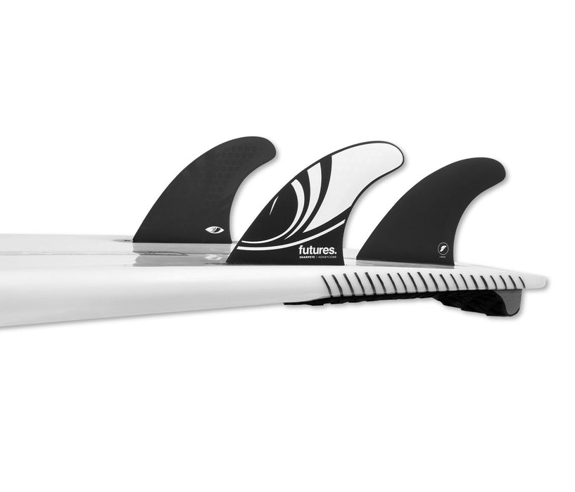 Futures Sharp Eye Honeycomb Tri Fin Set-Black/White-Large