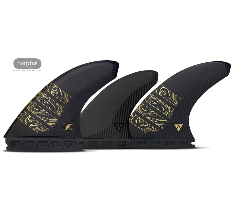 Futures Alpha Vector 3/2 Tri/Quad Fin Set-Carbon/Gold-Medium