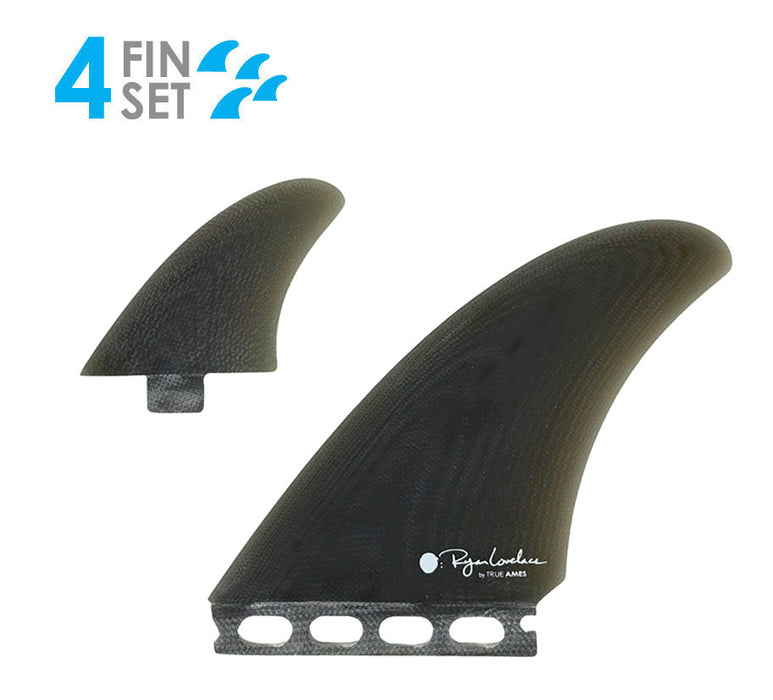 True Ames Lovelace Twinzer FCS/Futures Fiberglass Fin Set-Smoke