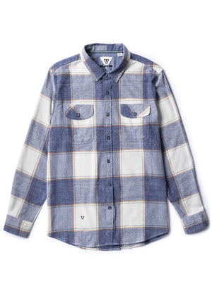 Vissla Central Coast Eco Flannel L/S Shirt-Dark Naval Heather