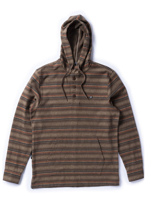 Vissla Descanso Eco Hooded Popover L/S Shirt-Dark Earth