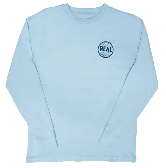 REAL Outer Banks Map L/S Tee-Light Blue