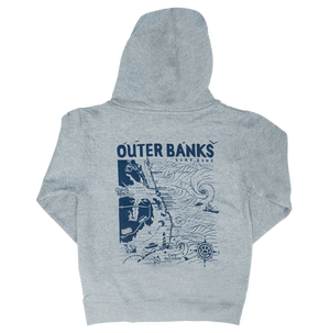 REAL Outer Banks Map Kids Hooded Sweatshirt-Carbon Grey