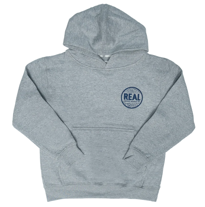 REAL Outer Banks Map Kids Hooded Sweatshirt-Carbon Grey