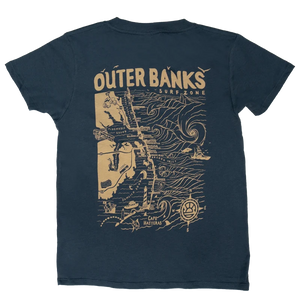 REAL Outer Banks Map Kids Tee-Harbor Blue