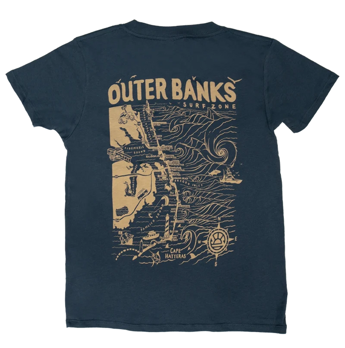 REAL Outer Banks Map Kids Tee-Harbor Blue