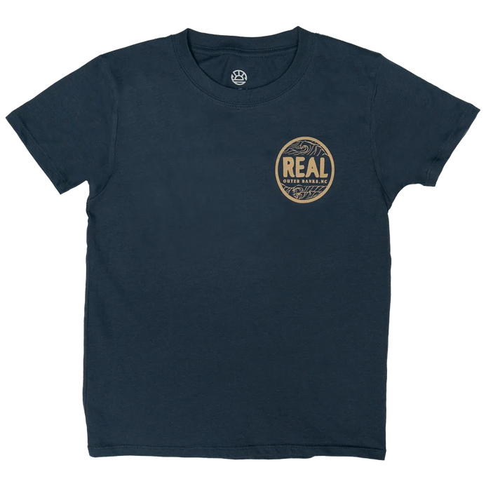 REAL Outer Banks Map Kids Tee-Harbor Blue