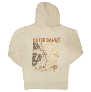 REAL Outer Banks Map Wmn's Hooded Sweatshirt-Bone