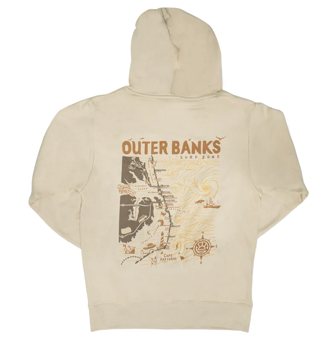 REAL Outer Banks Map Wmn's Hooded Sweatshirt-Bone