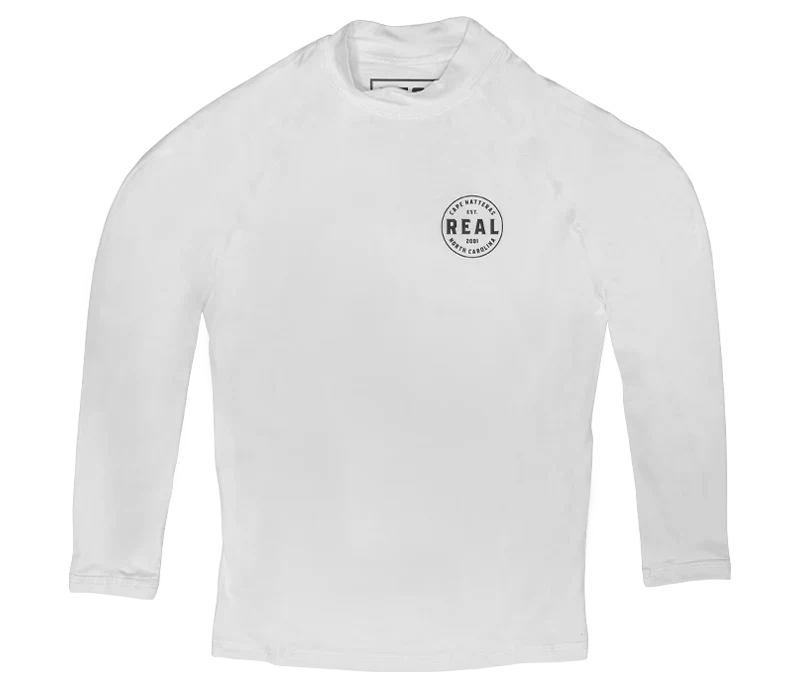 REAL Boys' Nimbus L/S Performance Knit Rashguard-White