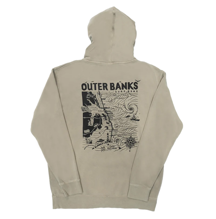 REAL Outer Banks Map Hooded Sweatshirt-Cement