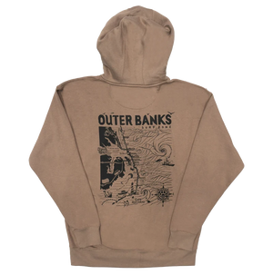 REAL Outer Banks Map Hooded Sweatshirt-Latte