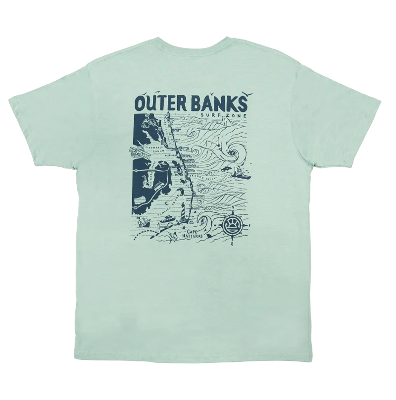 REAL Outer Banks Map Tee-Seafoam — REAL Watersports