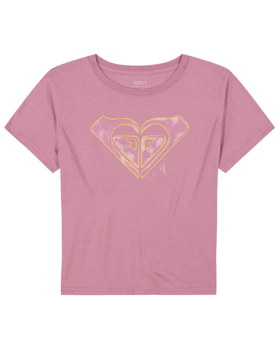 Roxy Girls Logo Tee-Mauve Orchid Heather