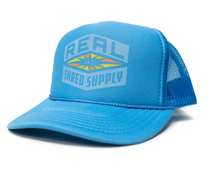 REAL Shred Supply Trucker Hat-Colombia Blue