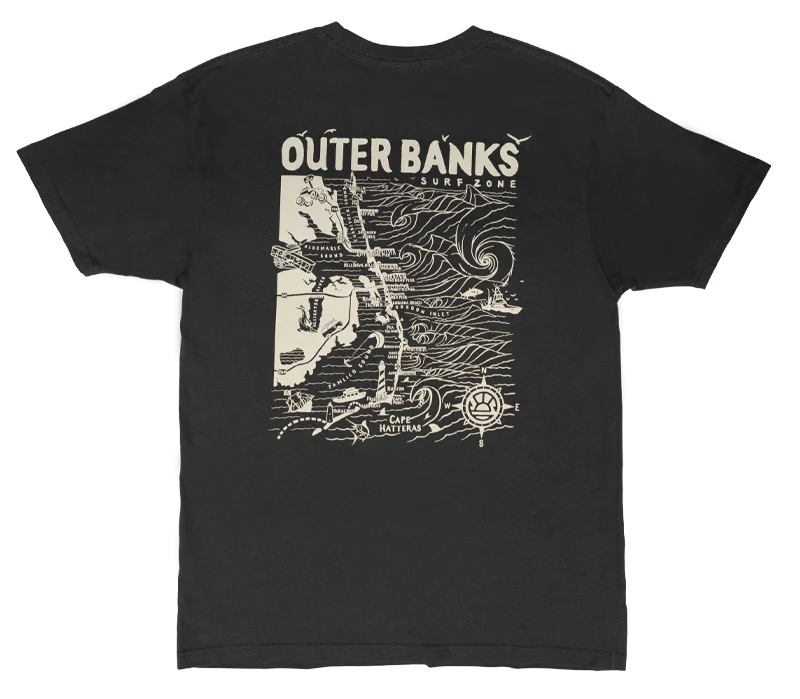 REAL Outer Banks Map Tee-Vintage Black