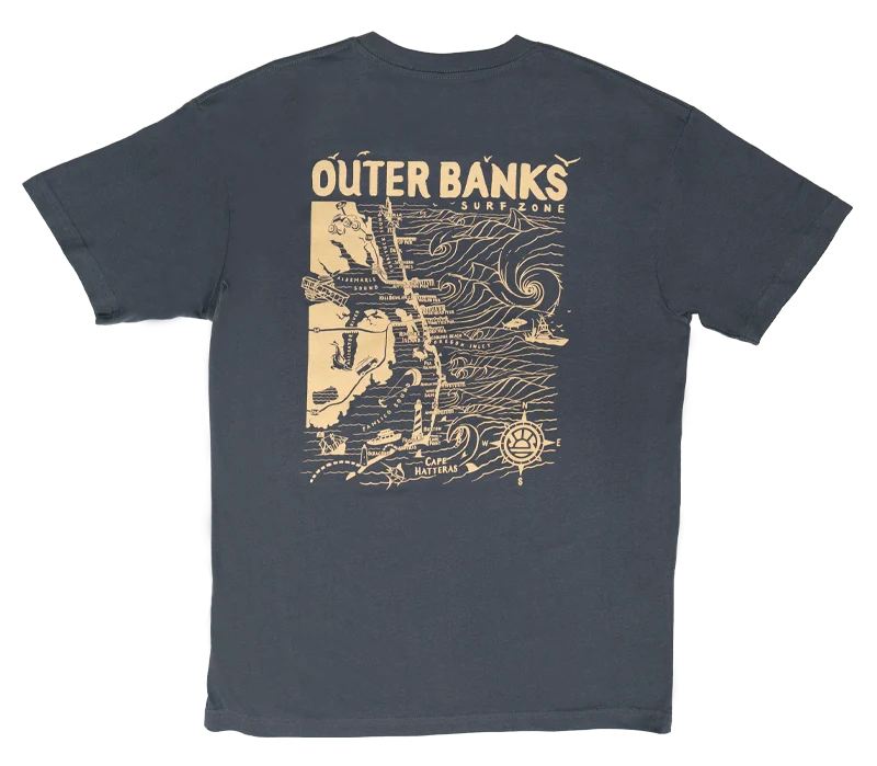 REAL Outer Banks Map Tee-Harbor Blue — REAL Watersports