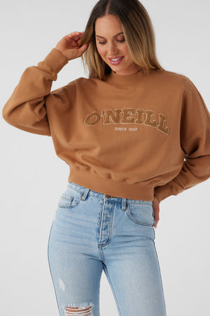 O'Neill Moment Crop Sweatshirt-Tobacco Brown