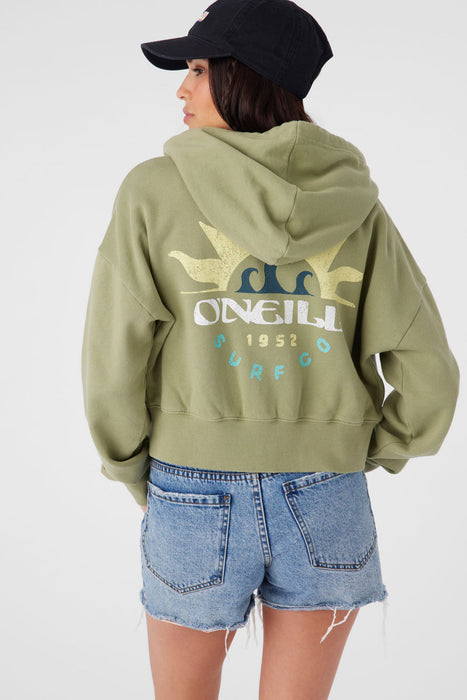 O'Neill Darcie Zip Hooded Sweatshirt-Oil Green