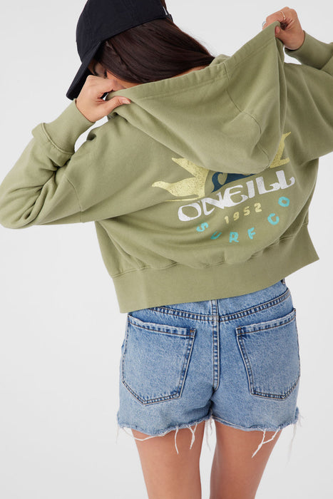 O'Neill Darcie Zip Hooded Sweatshirt-Oil Green