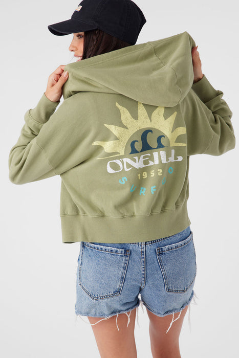 O'Neill Darcie Zip Hooded Sweatshirt-Oil Green