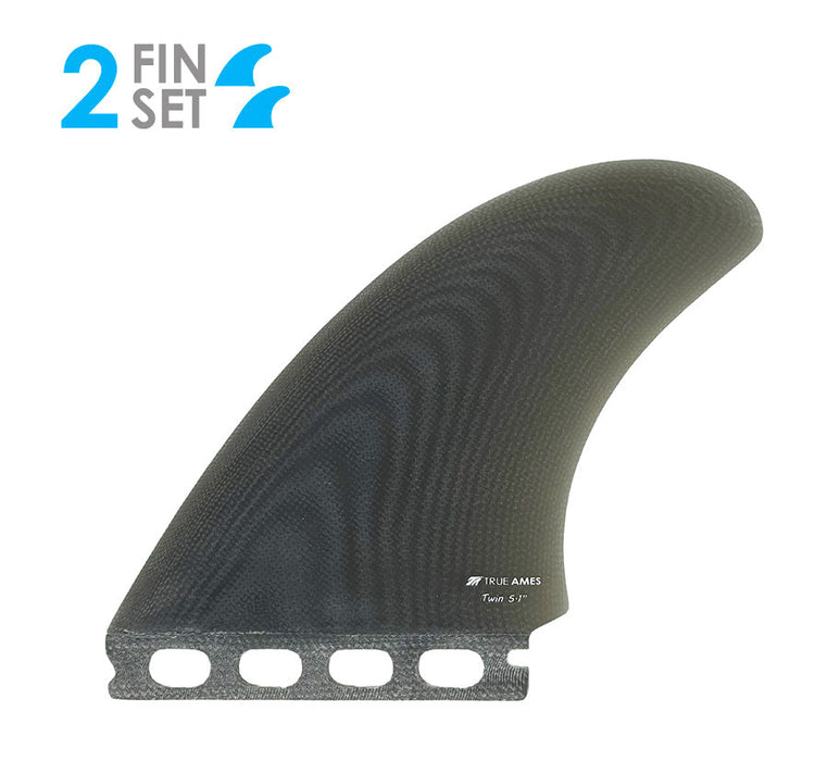 True Ames High Pro Futures Fiberglass Twin Fin Set-Smoke