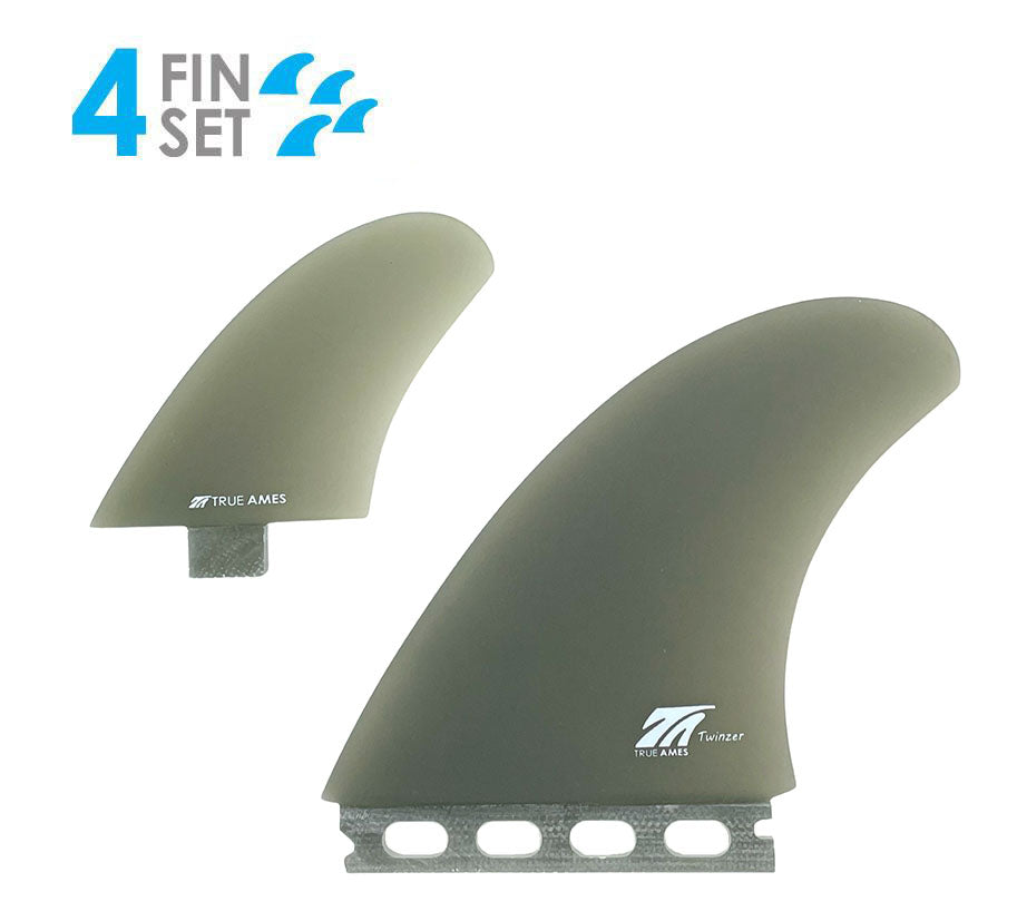 True Ames Twinzer FCS/Futures Fiberglass Twin Fin Set-Smoke — REAL ...