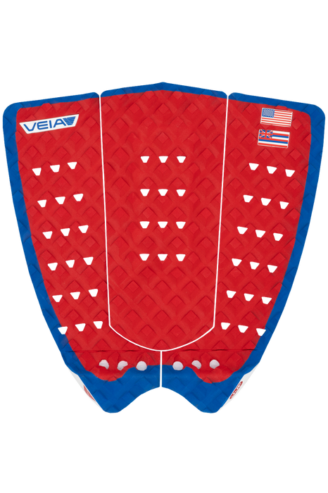 VEIA JJF Round Tail Pro Traction Pad-USA Red/Blue