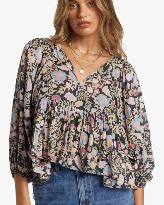 Billabong Adore You Blouse L/S Shirt-Black Sands