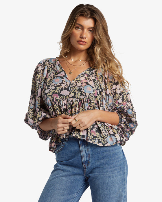 Billabong Adore You Blouse L/S Shirt-Black Sands