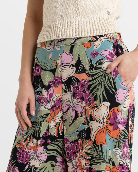 Roxy Midnight Avenue Crepe Pants-Phantom Moody Tropical