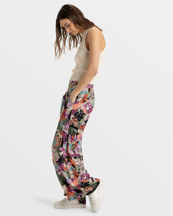 Roxy Midnight Avenue Crepe Pants-Phantom Moody Tropical