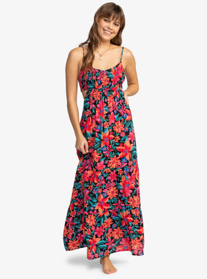 Roxy Hot Tropics Maxi Printed Dress-Anthracite Floral Fiesta Big