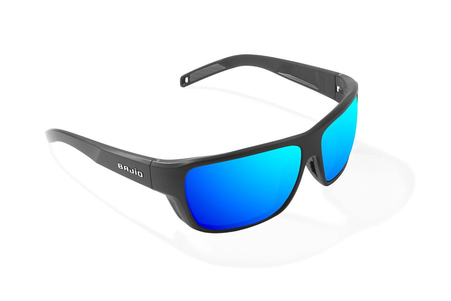 Bajio Rigolets Sunglasses-Black Matte/Blue Mirror Glass