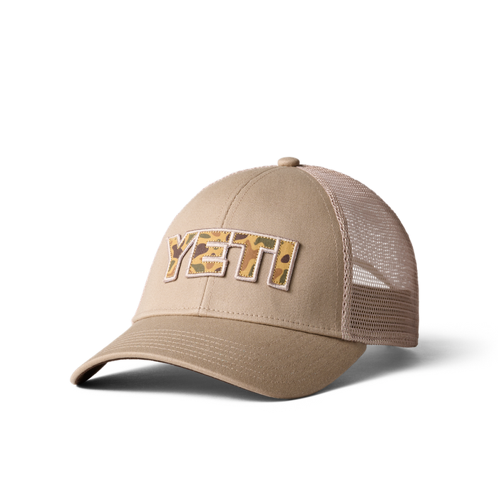 YETI Camo Logo Badge Low Pro Trucker Hat Beige - KHAKI