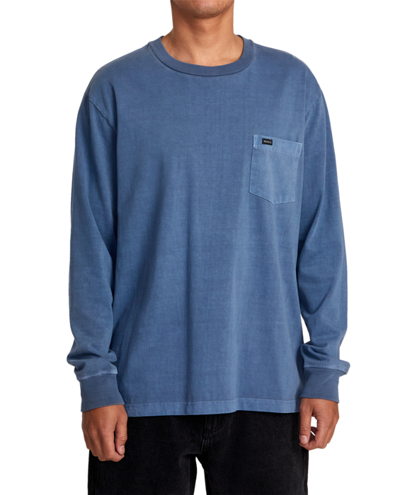 RVCA PTC Crew Neck L/S Tee-Moody Blue